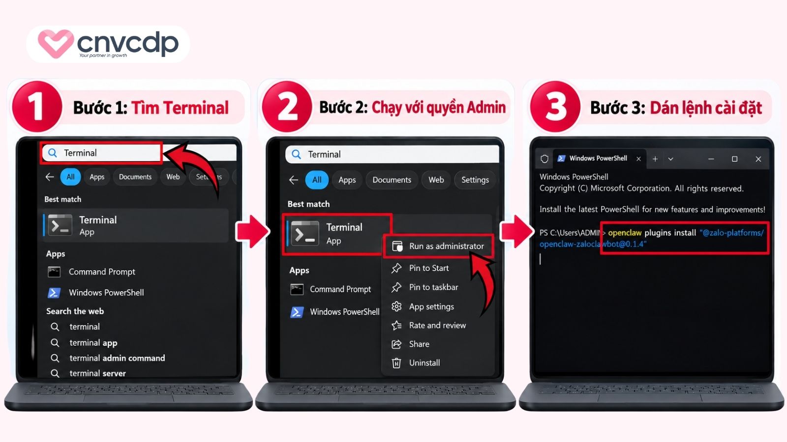 Bước 1: Cài plugin Zalo cho OpenClaw