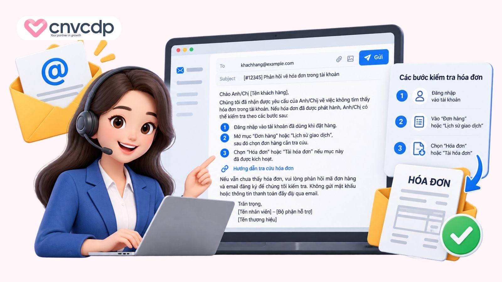Mẫu 2. Email phản hồi thắc mắc hoặc yêu cầu hỗ trợ